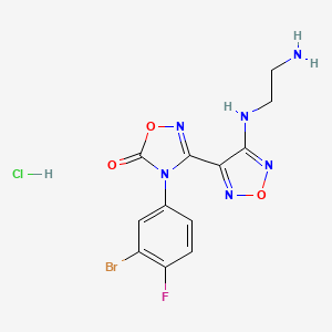 molecular formula C12H11BrClFN6O3 B2748136 3-(4-((2-Aminoethyl)amino)-1,2,5-oxadiazol-3-yl)-4-(3-bromo-4-fluorophenyl)-1,2,4-oxadiazol-5(4H)-one hydrochloride CAS No. 1204669-67-9