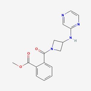 molecular formula C16H16N4O3 B2748141 甲酸甲酯-2-(3-(吡嗪-2-基氨基)氮杂环丁烷-1-甲酰)苯甲酸酯 CAS No. 2319851-07-3