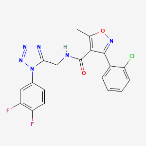 molecular formula C19H13ClF2N6O2 B2748146 3-(2-chlorophenyl)-N-((1-(3,4-difluorophenyl)-1H-tetrazol-5-yl)methyl)-5-methylisoxazole-4-carboxamide CAS No. 941964-15-4