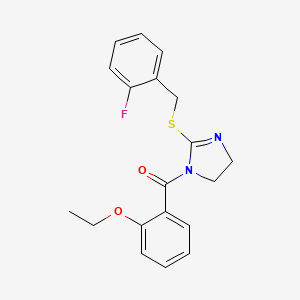 (2-ethoxyphenyl)(2-((2-fluorobenzyl)thio)-4,5-dihydro-1H-imidazol-1-yl)methanone