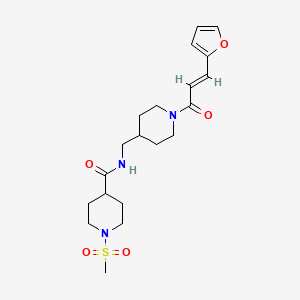 molecular formula C20H29N3O5S B2748151 (E)-N-((1-(3-(呋喃-2-基)丙烯酰基)哌啶-4-基)甲基)-1-(甲磺酰基)哌啶-4-甲酰胺 CAS No. 1235678-21-3
