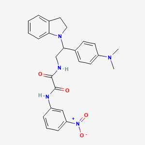 molecular formula C26H27N5O4 B2748155 N1-(2-(4-(dimethylamino)phenyl)-2-(indolin-1-yl)ethyl)-N2-(3-nitrophenyl)oxalamide CAS No. 941914-39-2