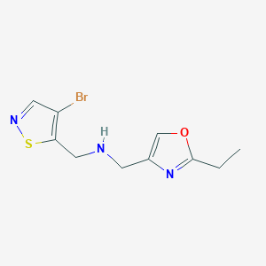 molecular formula C10H12BrN3OS B2748160 N-[(4-Bromo-1,2-thiazol-5-yl)methyl]-1-(2-ethyl-1,3-oxazol-4-yl)methanamine CAS No. 2470436-23-6