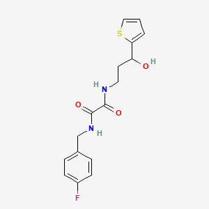 molecular formula C16H17FN2O3S B2748170 N1-(4-fluorobenzyl)-N2-(3-hydroxy-3-(thiophen-2-yl)propyl)oxalamide CAS No. 1396886-38-6