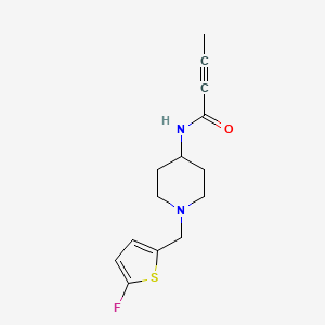 molecular formula C14H17FN2OS B2748194 N-[1-[(5-Fluorothiophen-2-yl)methyl]piperidin-4-yl]but-2-ynamide CAS No. 2411317-87-6