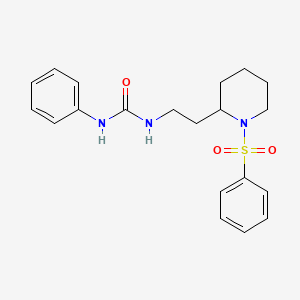molecular formula C20H25N3O3S B2748197 1-Phenyl-3-(2-(1-(phenylsulfonyl)piperidin-2-yl)ethyl)urea CAS No. 898449-54-2