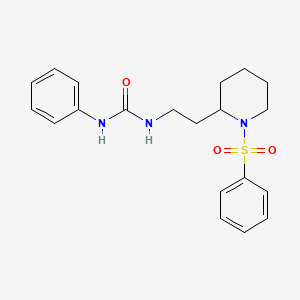 molecular formula C20H25N3O3S B2748197 1-苯基-3-(2-(1-(苯基磺酰)哌啶-2-基)乙基)脲 CAS No. 898449-54-2