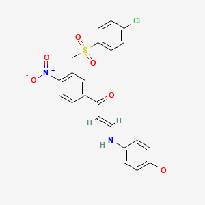 molecular formula C23H19ClN2O6S B2748198 1-(3-(((4-Chlorophenyl)sulfonyl)methyl)-4-nitrophenyl)-3-(4-methoxyanilino)-2-propen-1-one CAS No. 338968-32-4