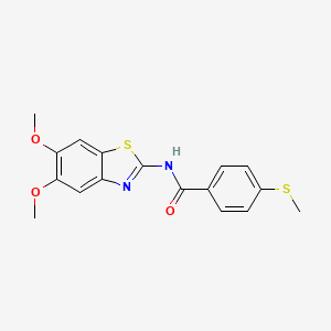 molecular formula C17H16N2O3S2 B2748202 N-(5,6-dimethoxybenzo[d]thiazol-2-yl)-4-(methylthio)benzamide CAS No. 896360-12-6