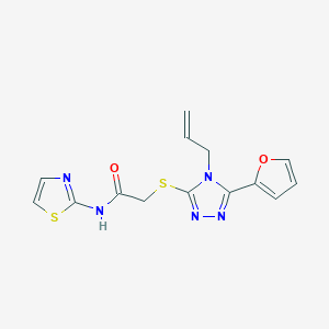 molecular formula C14H13N5O2S2 B274821 2-{[5-(furan-2-yl)-4-(prop-2-en-1-yl)-4H-1,2,4-triazol-3-yl]sulfanyl}-N-(1,3-thiazol-2-yl)acetamide 