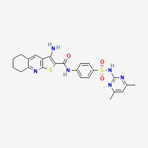 molecular formula C24H24N6O3S2 B2748214 3-amino-N-(4-(N-(4,6-dimethylpyrimidin-2-yl)sulfamoyl)phenyl)-5,6,7,8-tetrahydrothieno[2,3-b]quinoline-2-carboxamide CAS No. 400863-72-1