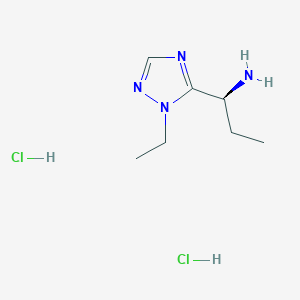 molecular formula C7H16Cl2N4 B2748216 (1S)-1-(2-乙基-1,2,4-三唑-3-基)丙胺;二盐酸盐 CAS No. 2580093-83-8