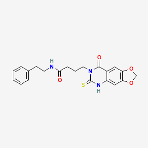 4-(8-oxo-6-thioxo-5,6-dihydro-[1,3]dioxolo[4,5-g]quinazolin-7(8H)-yl)-N-phenethylbutanamide