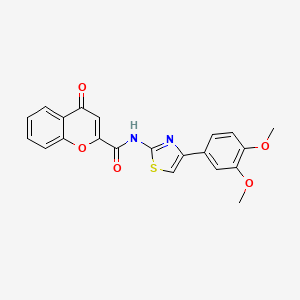 molecular formula C21H16N2O5S B2748238 N-[4-(3,4-dimethoxyphenyl)-1,3-thiazol-2-yl]-4-oxo-4H-chromene-2-carboxamide CAS No. 361166-36-1