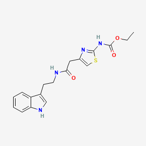 molecular formula C18H20N4O3S B2748243 ethyl (4-(2-((2-(1H-indol-3-yl)ethyl)amino)-2-oxoethyl)thiazol-2-yl)carbamate CAS No. 953201-43-9