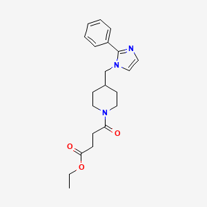 ethyl 4-oxo-4-(4-((2-phenyl-1H-imidazol-1-yl)methyl)piperidin-1-yl)butanoate