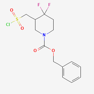 molecular formula C14H16ClF2NO4S B2748255 Benzyl 3-((chlorosulfonyl)methyl)-4,4-difluoropiperidine-1-carboxylate CAS No. 2172432-26-5