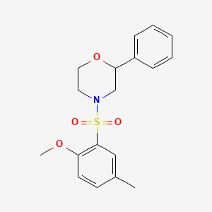 molecular formula C18H21NO4S B2748256 4-((2-Methoxy-5-methylphenyl)sulfonyl)-2-phenylmorpholine CAS No. 946292-14-4