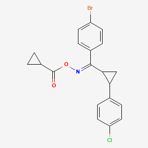 molecular formula C20H17BrClNO2 B2748279 1-[2-((4-溴苯基){[(环丙基甲酰)氧]亚胺}甲基)环丙基]-4-氯苯 CAS No. 338415-60-4