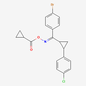 molecular formula C20H17BrClNO2 B2748279 1-[2-((4-Bromophenyl){[(cyclopropylcarbonyl)oxy]imino}methyl)cyclopropyl]-4-chlorobenzene CAS No. 338415-60-4