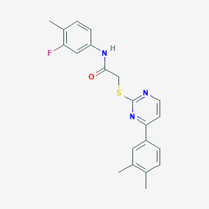 2-{[4-(3,4-dimethylphenyl)pyrimidin-2-yl]sulfanyl}-N-(3-fluoro-4-methylphenyl)acetamide