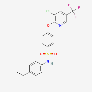 molecular formula C21H18ClF3N2O3S B2748286 4-((3-Chloro-5-(trifluoromethyl)-2-pyridinyl)oxy)-N-(4-isopropylphenyl)benzenesulfonamide CAS No. 338775-57-8