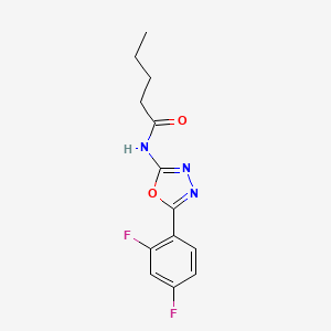 molecular formula C13H13F2N3O2 B2748303 N-(5-(2,4-difluorophenyl)-1,3,4-oxadiazol-2-yl)pentanamide CAS No. 1170064-56-8