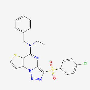 molecular formula C22H18ClN5O2S2 B2748307 N-benzyl-3-(4-chlorophenylsulfonyl)-N-ethylthieno[2,3-e][1,2,3]triazolo[1,5-a]pyrimidin-5-amine CAS No. 892737-44-9