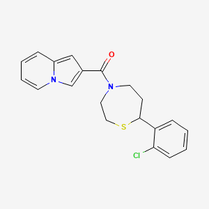 molecular formula C20H19ClN2OS B2748309 (7-(2-Chlorophenyl)-1,4-thiazepan-4-yl)(indolizin-2-yl)methanone CAS No. 1787882-41-0