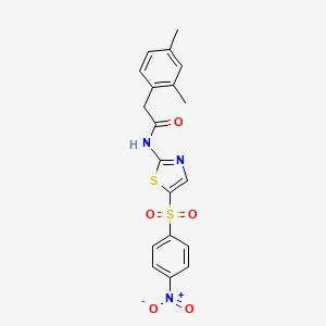 molecular formula C19H17N3O5S2 B2748325 2-(2,4-dimethylphenyl)-N-(5-((4-nitrophenyl)sulfonyl)thiazol-2-yl)acetamide CAS No. 900000-48-8