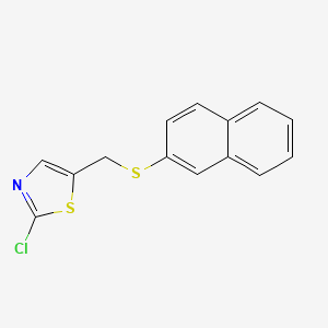 molecular formula C14H10ClNS2 B2748332 2-Chloro-5-[(2-naphthylsulfanyl)methyl]-1,3-thiazole CAS No. 866039-40-9