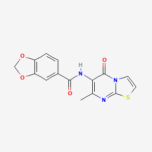 molecular formula C15H11N3O4S B2748336 N-(7-甲基-5-氧代-5H-噻唑并[3,2-a]嘧啶-6-基)苯并[d][1,3]二噁烷-5-甲酰胺 CAS No. 946305-19-7