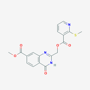 molecular formula C18H15N3O5S B2748346 Methyl 2-[(2-methylsulfanylpyridine-3-carbonyl)oxymethyl]-4-oxo-3H-quinazoline-7-carboxylate CAS No. 924258-58-2