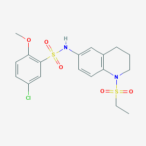 molecular formula C18H21ClN2O5S2 B2748349 5-氯-N-(1-(乙磺酰基)-1,2,3,4-四氢喹啉-6-基)-2-甲氧基苯磺酰胺 CAS No. 941900-43-2