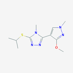 molecular formula C11H17N5OS B2748364 3-(isopropylthio)-5-(3-methoxy-1-methyl-1H-pyrazol-4-yl)-4-methyl-4H-1,2,4-triazole CAS No. 1013774-45-2