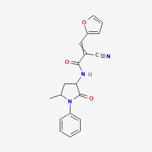 2-cyano-3-(furan-2-yl)-N-(5-methyl-2-oxo-1-phenylpyrrolidin-3-yl)prop-2-enamide