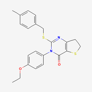 molecular formula C22H22N2O2S2 B2748372 3-(4-ethoxyphenyl)-2-((4-methylbenzyl)thio)-6,7-dihydrothieno[3,2-d]pyrimidin-4(3H)-one CAS No. 686772-70-3