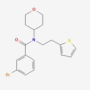 molecular formula C18H20BrNO2S B2748388 3-溴-N-(四氢-2H-吡喃-4-基)-N-(2-(噻吩-2-基)乙基)苯甲酰胺 CAS No. 1796970-41-6