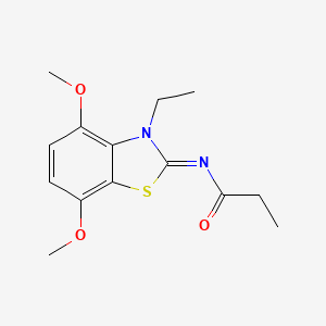 molecular formula C14H18N2O3S B2748395 N-(3-ethyl-4,7-dimethoxy-1,3-benzothiazol-2-ylidene)propanamide CAS No. 868370-20-1