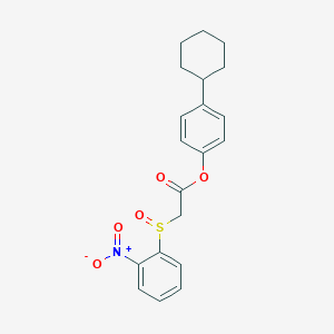 molecular formula C20H21NO5S B2748402 4-Cyclohexylphenyl 2-((2-nitrophenyl)sulfinyl)acetate CAS No. 1009495-82-2