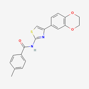 molecular formula C19H16N2O3S B2748403 N-[4-(2,3-dihydro-1,4-benzodioxin-6-yl)-1,3-thiazol-2-yl]-4-methylbenzamide CAS No. 888409-91-4