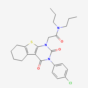 molecular formula C24H28ClN3O3S B2748404 2-[3-(4-chlorophenyl)-2,4-dioxo-3,4,5,6,7,8-hexahydro[1]benzothieno[2,3-d]pyrimidin-1(2H)-yl]-N,N-dipropylacetamide CAS No. 899783-88-1