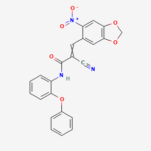 molecular formula C23H15N3O6 B2748407 2-氰基-3-(6-硝基-2H-1,3-苯并二噁咪唑-5-基)-N-(2-苯氧基苯基)丙-2-烯酰胺 CAS No. 847838-33-9