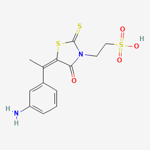 (E)-2-(5-(1-(3-aminophenyl)ethylidene)-4-oxo-2-thioxothiazolidin-3-yl)ethanesulfonic acid