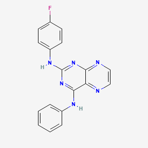 molecular formula C18H13FN6 B2748411 N2-(4-fluorophenyl)-N4-phenylpteridine-2,4-diamine CAS No. 946350-38-5