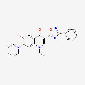 molecular formula C24H23FN4O2 B2748412 1-ethyl-6-fluoro-3-(3-phenyl-1,2,4-oxadiazol-5-yl)-7-(piperidin-1-yl)quinolin-4(1H)-one CAS No. 1111158-08-7