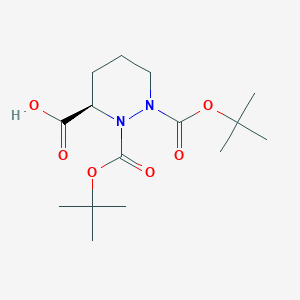 molecular formula C15H26N2O6 B2748417 (R)-1,2-bis(tert-butoxycarbonyl)hexahydropyridazine-3-carboxylic acid CAS No. 146232-51-1