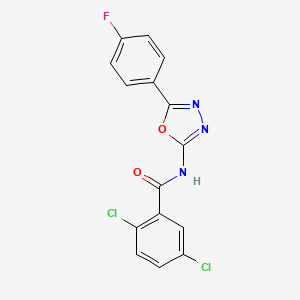 molecular formula C15H8Cl2FN3O2 B2748423 2,5-二氯-N-[5-(4-氟苯基)-1,3,4-噁二唑-2-基]苯甲酰胺 CAS No. 865285-49-0