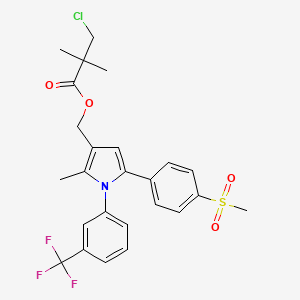 molecular formula C25H25ClF3NO4S B2748424 {2-methyl-5-[4-(methylsulfonyl)phenyl]-1-[3-(trifluoromethyl)phenyl]-1H-pyrrol-3-yl}methyl 3-chloro-2,2-dimethylpropanoate CAS No. 338749-64-7