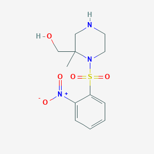 molecular formula C12H17N3O5S B2748427 [2-Methyl-1-(2-nitrophenyl)sulfonylpiperazin-2-yl]methanol CAS No. 2138585-01-8